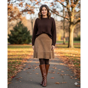 Vintage Napa Valley Women's Suede Leather Skirt Taupe Ruffled Side Zip Size-10P